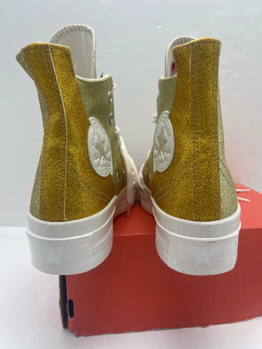 Converse WMNS Chuck 70 Plus Hi A08176C Vintage White/Dark Gold Platform Sneakers